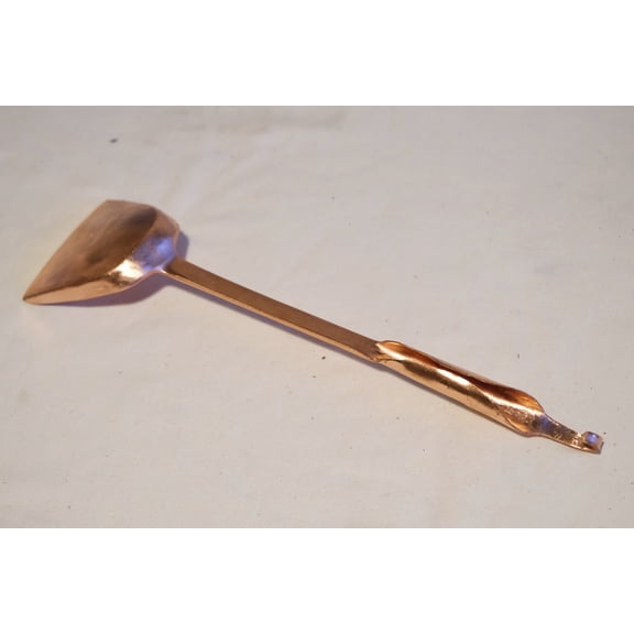 Wollet Handmade Pure Copper Soup Spoon 28.5*6.5cm, Thick Copper Hot Pot Colander,Solid Copper Rice Spoon 28*7cm, Long Handle Copper Spatula