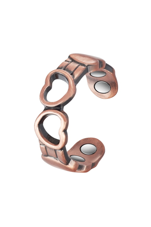 Heart Copper Magnetic Copper Rings for Women, Pure Copper Jewelry ，Christmas Gift for Mom Wife , Length:2.3'', CPR-0086Q