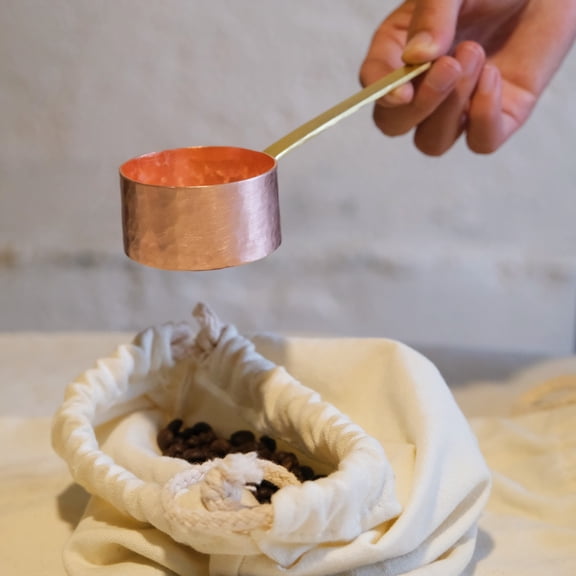 Wollet Japanese Handmade Pure Copper Measuring Spoon,  Hand Forged Copper Spoon for Coffee Bean, Seasoning Spoon