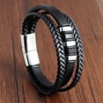 thumbnail image 1 of Wollet Leather Rope Bracelet, Stainless Steel Leather Woven Bracelet, Genuine Leather Multi-layer Jewelry, Men's Valentine's Day Gift for Boyfriend, 1 of 3