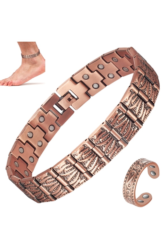 Copper Magnetic Anklets Men, Adjustable Size, 10.2 inches