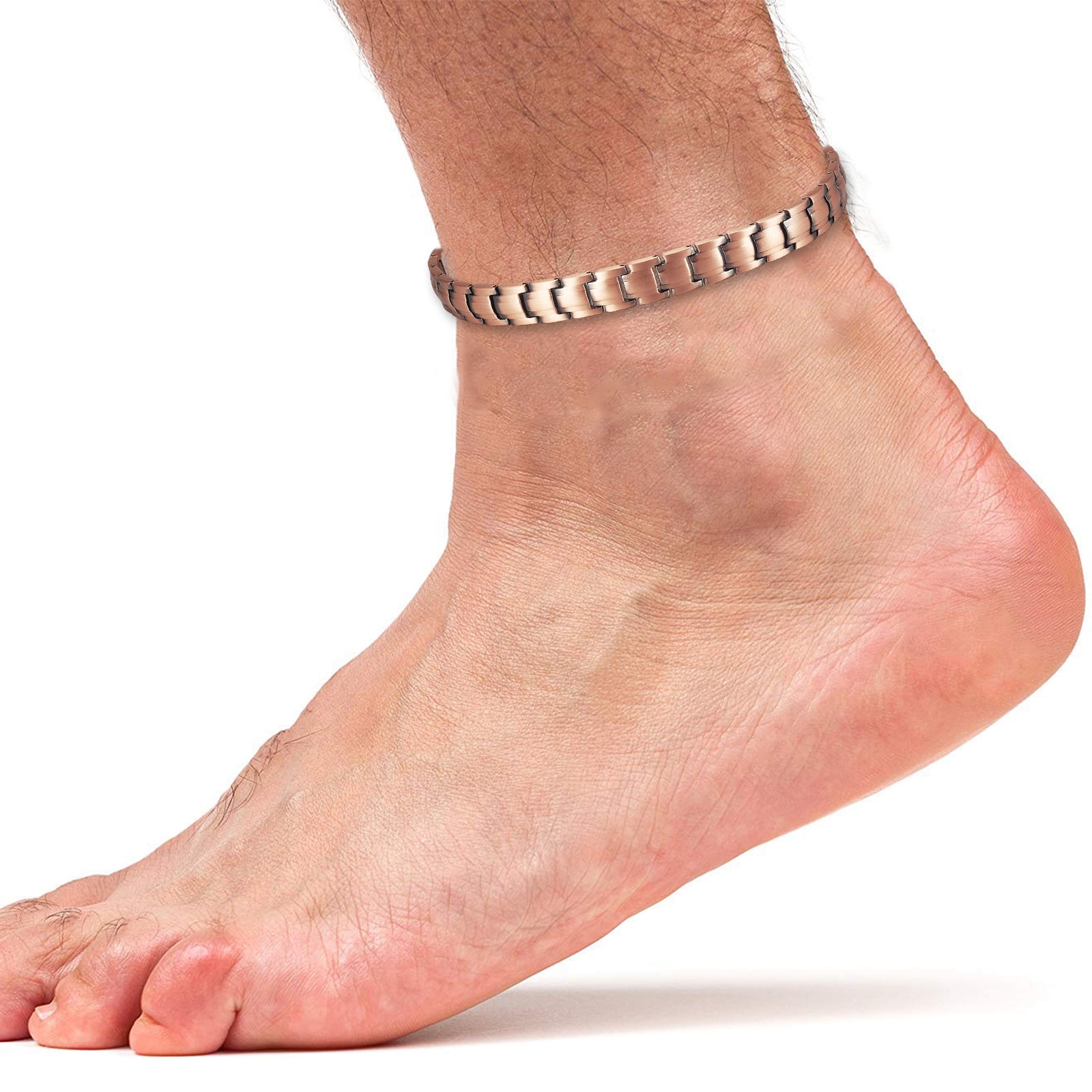 Wollet Copper Anklets for Men, Copper Ankle Bracelet for Men 99.99 Pure Copper with