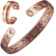 thumbnail image 1 of Wollet Magnetic Copper Bangles Bracelets & Ring for Women, Floral Design, Pure Copper Jewelry Set, Christmas Gift, 1 of 8