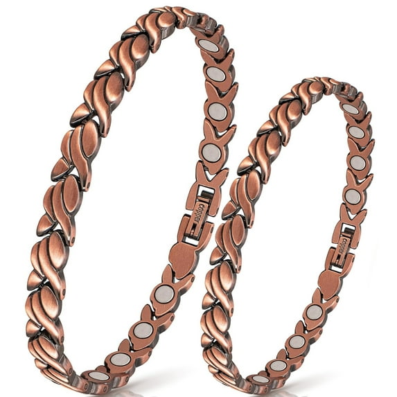 Wollet Magnetic Copper Bracelet&Anklet for Women, Copper Jewelry Set Gift for Mom Daught Wife
