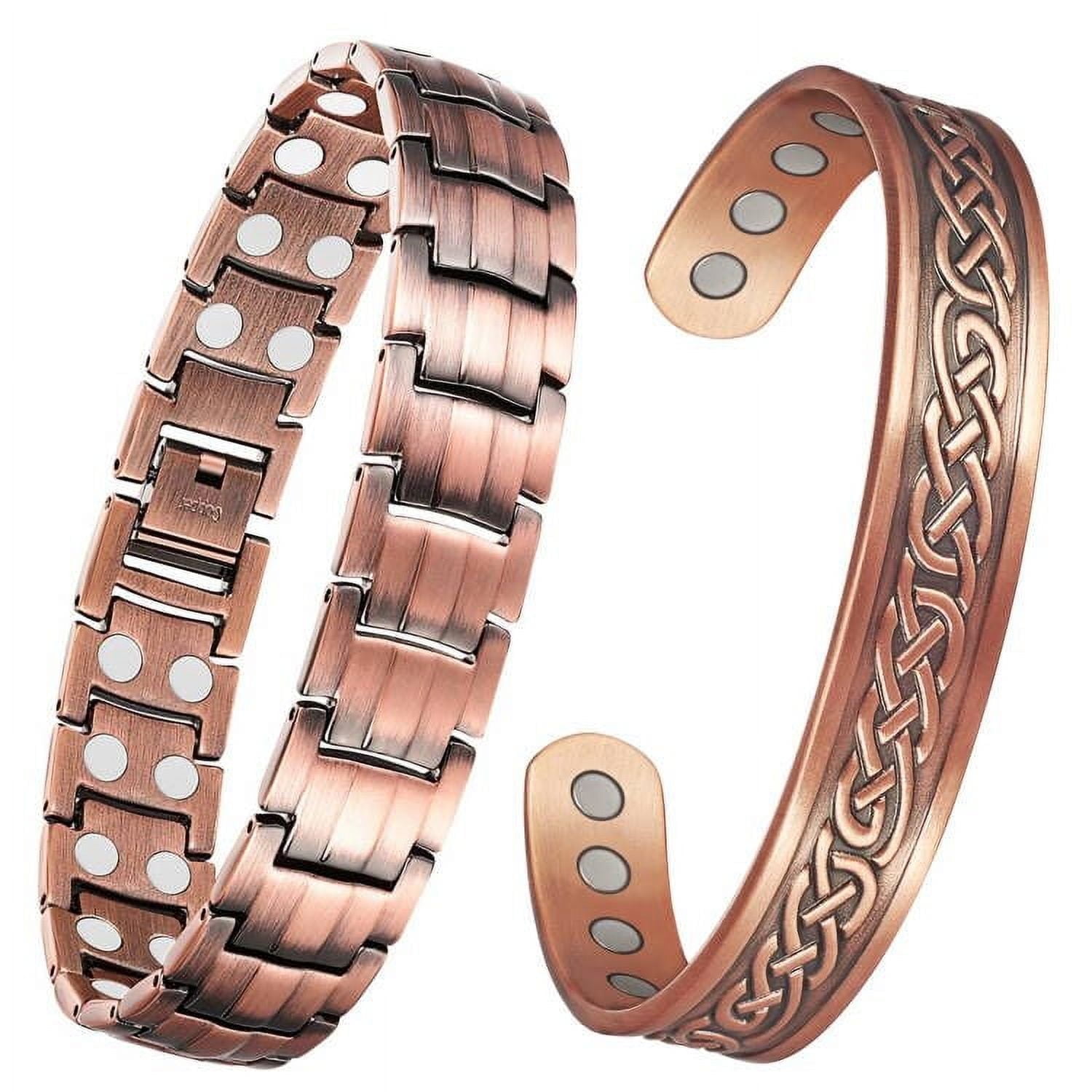 Wollet Magnetic Copper Bracelets Bangle for Men, Set of 2