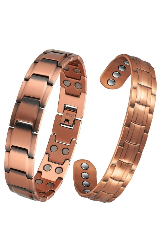 Magnetic Copper Bracelets Bangle for Men, Set of 2
