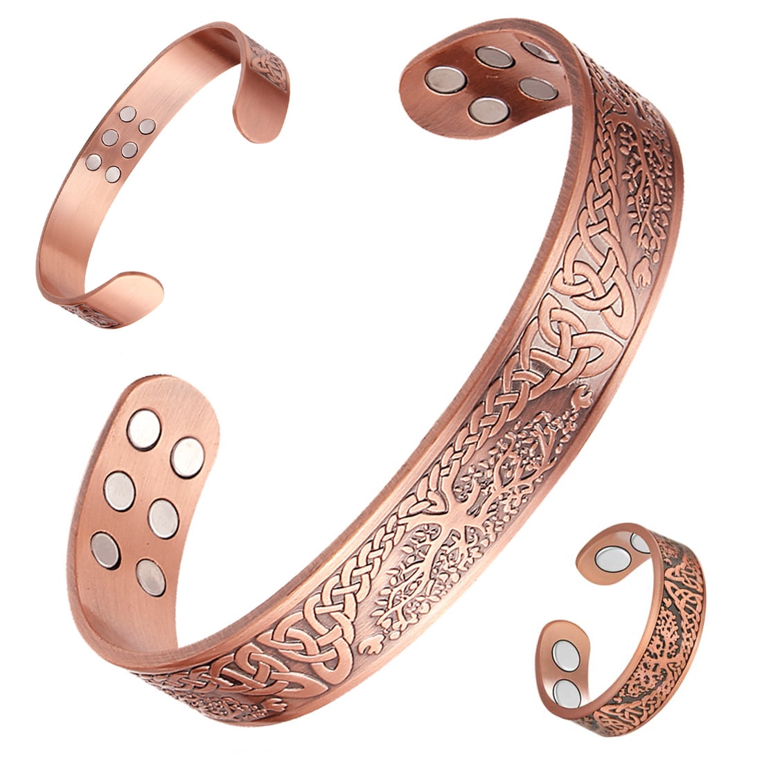 AzureBella Jewelry Copper Cuff Bracelet with Chain Link Design Two Tone with Magnets - Handmade AzureBella Jewelry Copper Cuff Bracelet with Chain Link Design Two Tone with Magnets - Handmade