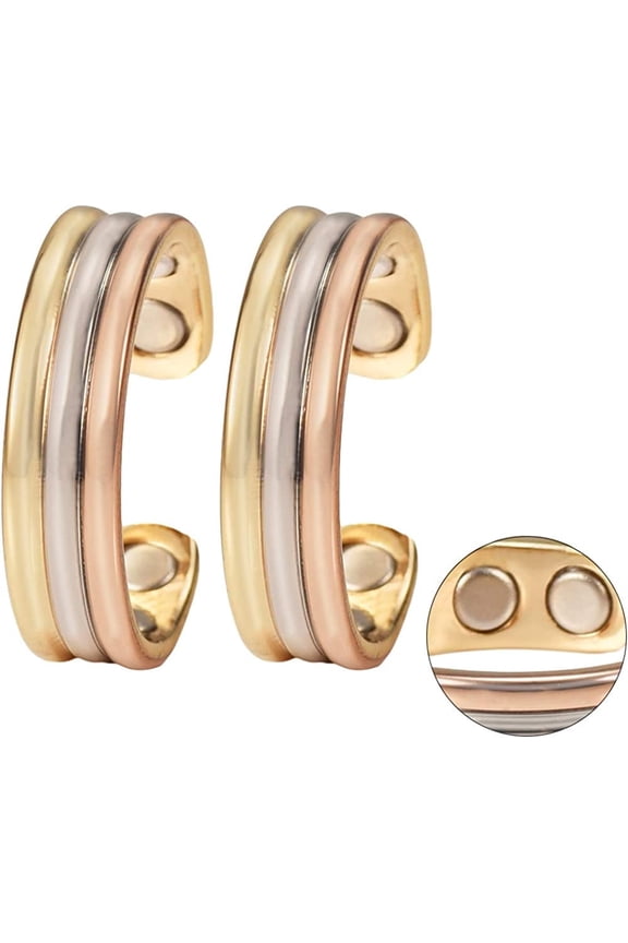 Wollet Magnetic Copper Rings for Women with 4 Strong Magnets (2Pcs)