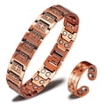 thumbnail image 1 of Wollet Magnetic Cross Copper Link Bracelets for Men+ Copper Cross Rings, Set of 2, 1 of 9