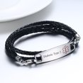 thumbnail image 1 of Wollet Medical Alert Bracelets for Women Men with Rolo Leather Rope, 8inches(20cm), 1 of 11