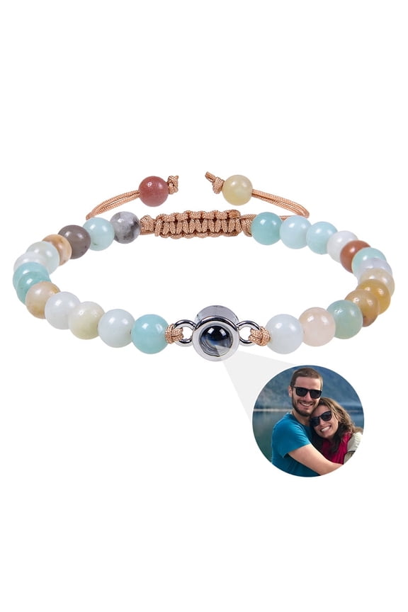 Wollet Personalized Bracelets with Picture Inside, Send Photos to Custom, Creative Gifts for Couple, Family