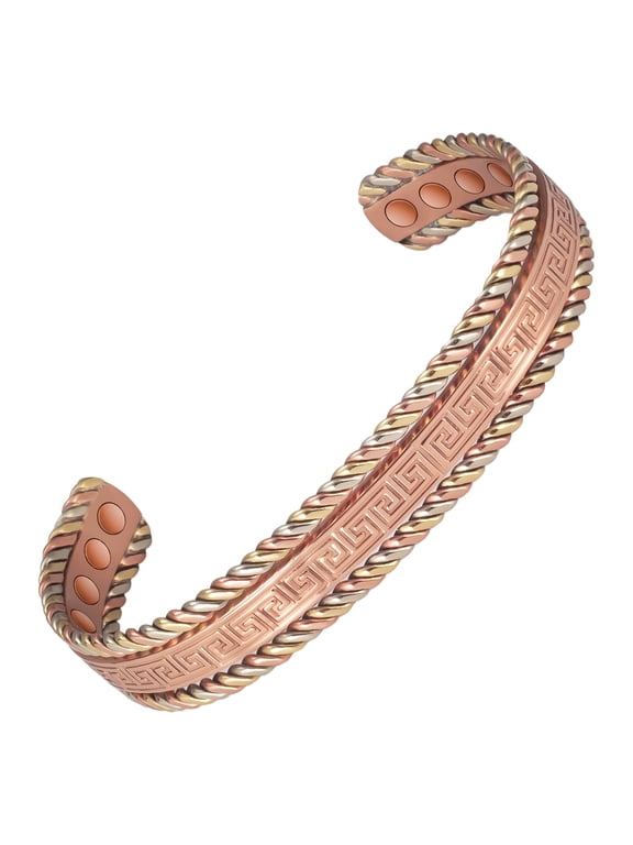 Pure Copper Bracelet for Men Women, Tri Color Celtic Copper Jewelry Gift for Mom Dad