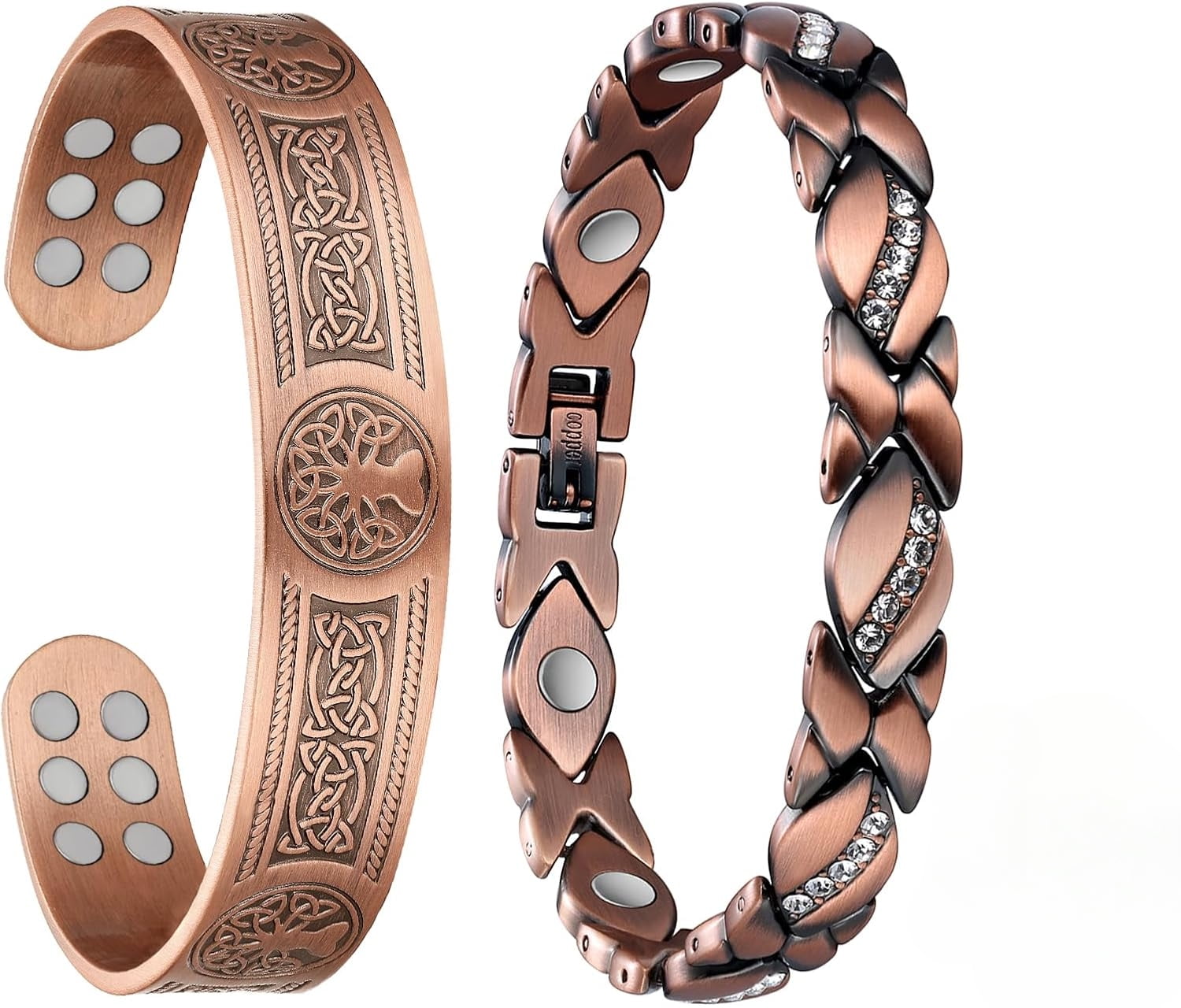 Wollet Pure Copper Bracelets  for Women Men, Magnetic Jewelry Set