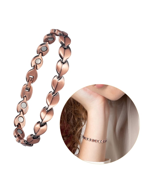 Pure Copper Bracelets for Women, leaf Design Copper Bracelets with 3500 Gauss Magnets, Jewelry Gift for Mom