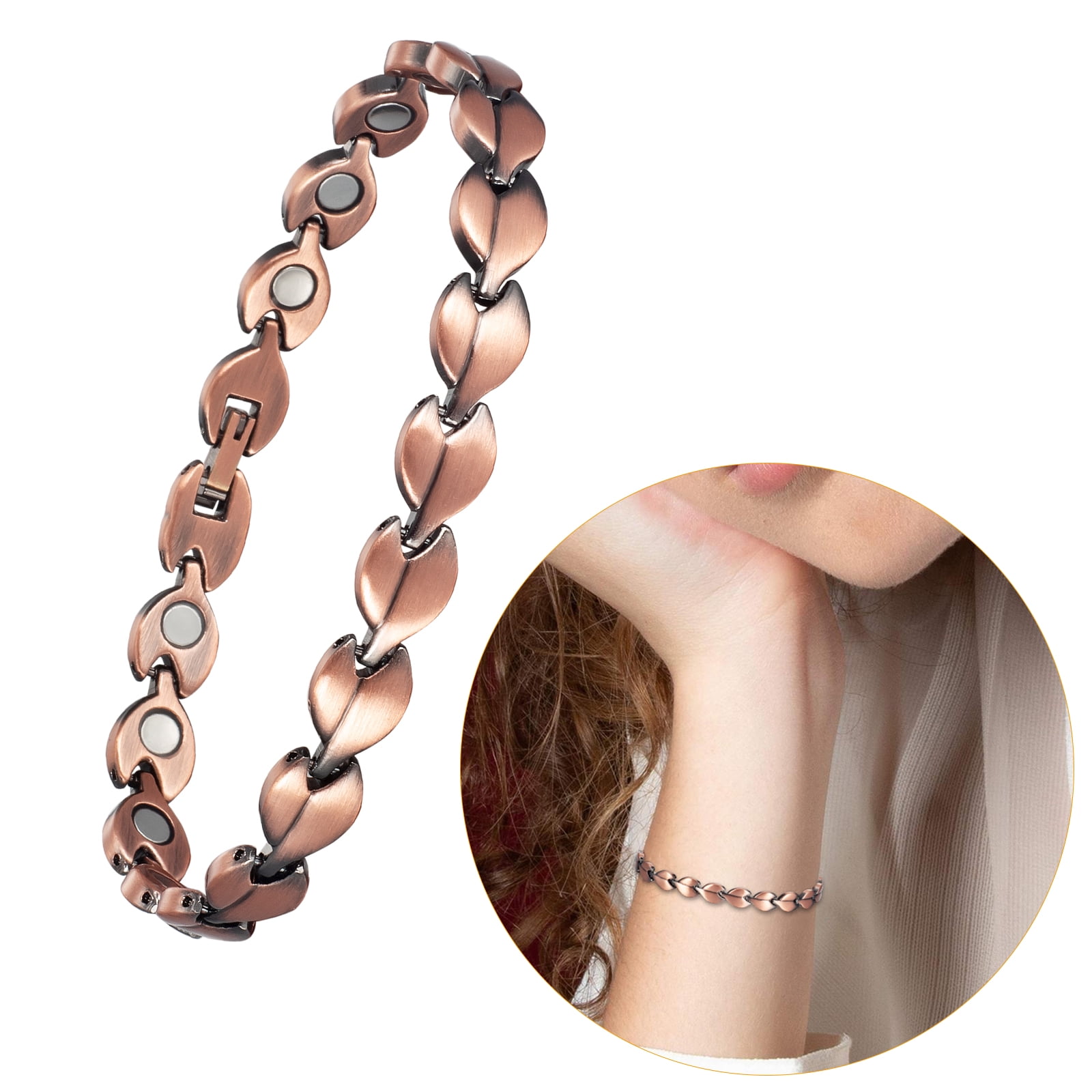 Pure Copper Magnetic Bracelet Arthritis Energy Flower Magnetic Bracelet  Benefits Adjustable Cuff Copper Bracelets for Women