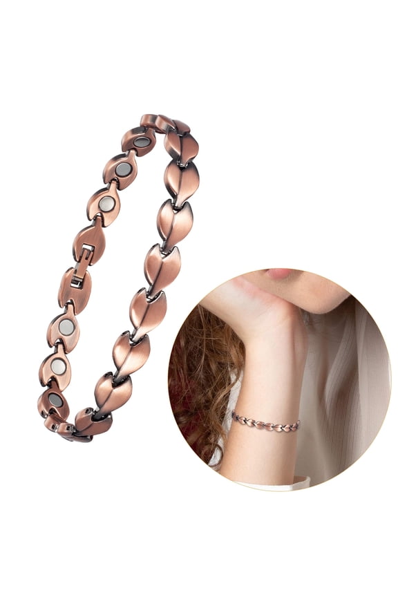 Pure Copper Bracelets for Women, leaf Design Copper Bracelets with 3500 Gauss Magnets, Jewelry Gift for Mom