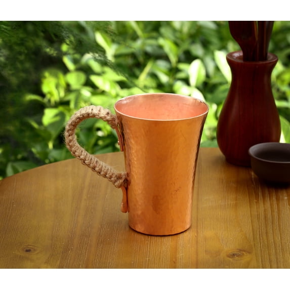 Wollet Pure Copper Cups Set of 2, Handcrafted Copper Drinking Cups (10-11.8 oz), Heavy Gauge, Hand Hammered