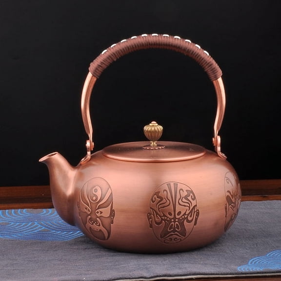 Wollet Pure Copper Kettles, Boiling Kettles, Handcrafted Large Capacity Thick 1.8-liter Kettles,Tea Sets