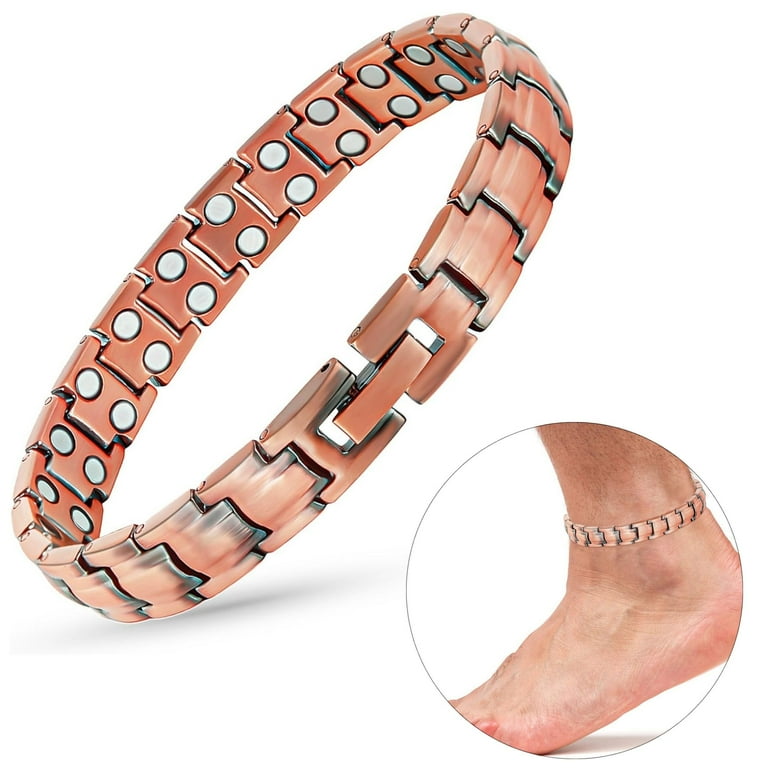 Wollet Pure Copper Magnetic Anklets for Men, Adjustable 10