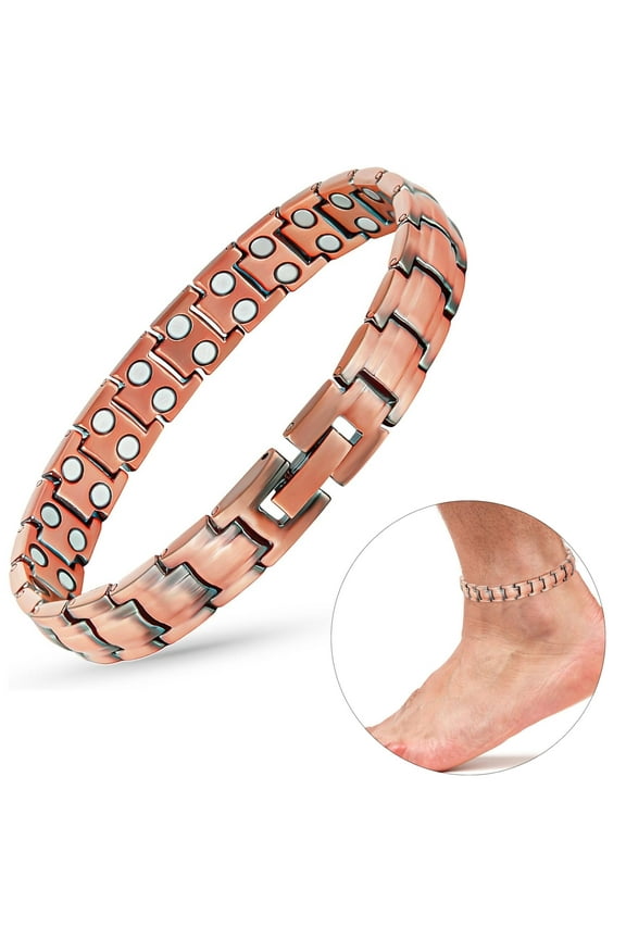 Pure Copper Magnetic Anklets for Men, Adjustable 9.4- 10 inches