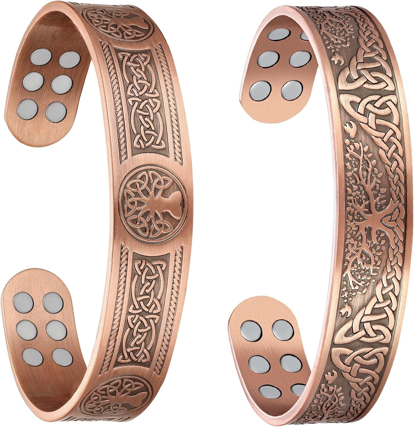 AzureBella Jewelry Therapy Magnetic Copper Cuff Bracelet with Two Tone Rope Design 10mm Wide AzureBella Jewelry Therapy Magnetic Copper Cuff Bracelet with Two Tone Rope Design 10mm Wide