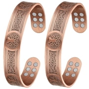 Wollet Pure Copper Magnetic Bracelet for Men Women with Magnets, Copper Cuff Jewelry Gift Set Tree of life