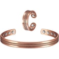 thumbnail image 1 of Wollet Pure Copper Magnetic Bracelets(6.88 inches)+Rings(2.3 inhces) Set- Copper Jewelry Gift Set-Adjustable Solid Pure Copper Cuff Bangle, 1 of 15
