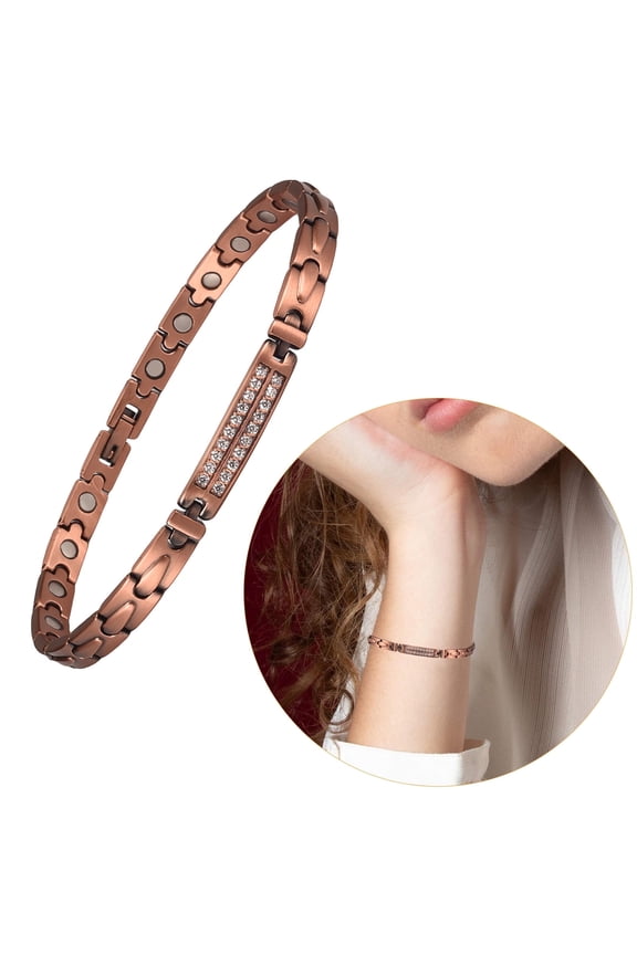 Pure Copper Magnetic Bracelets for Women, Cubic Zirconia Bracelets