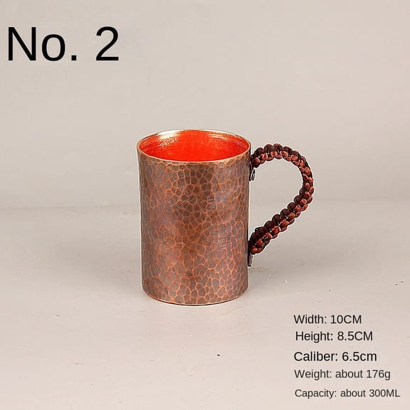 Wollet Pure Copper Mug with Hammer Pattern, Handmade with Anti Scalding Handle, Tea Cup, Water Cup, Tea Set, Tea Brewing Copper Cup