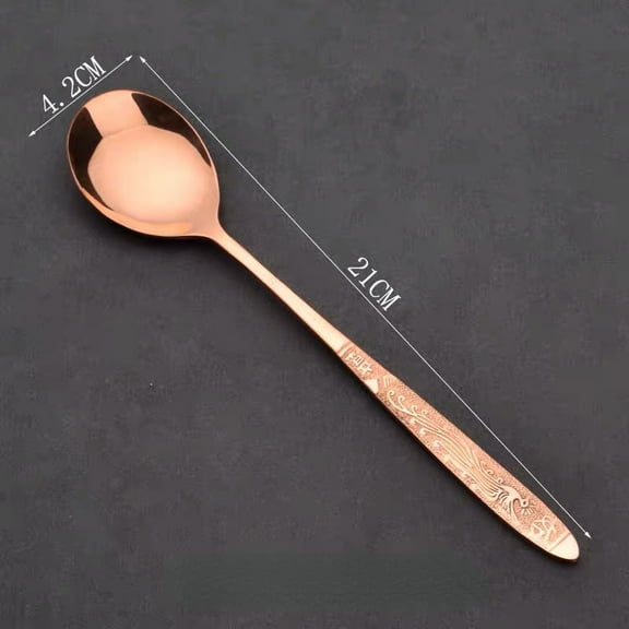 Wollet Pure Copper Soup Rice Spoon, 21*6.2cm, Long Handle Copper Brass Spoon
