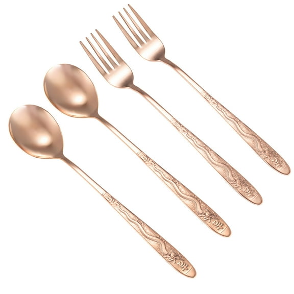 Wollet Pure Copper Spoons, Copper Fork, 8.5in, Solid Copper Tableware, Set of 4