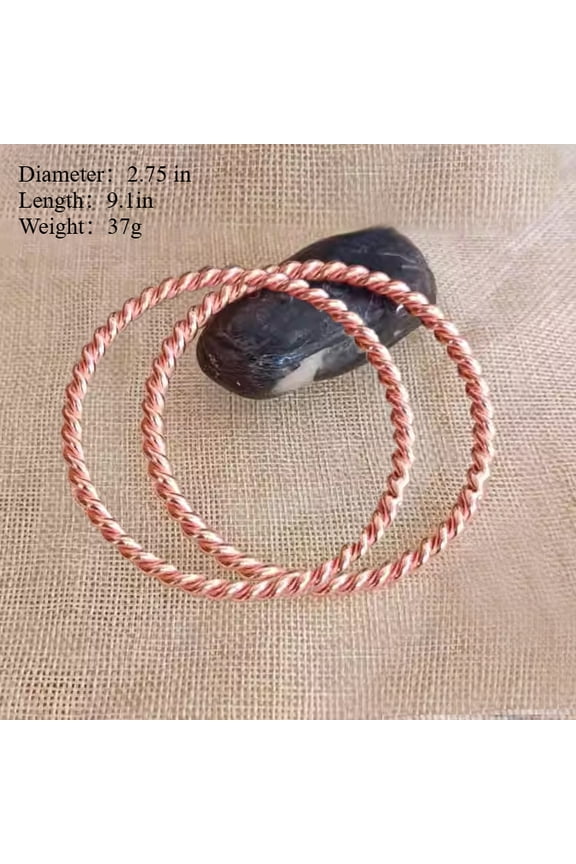 Pure Copper Tensor Ring Bracelet Bangle Set 2, Solid Copper Bracelets for Men and Women, Handmade Copper Jewelry