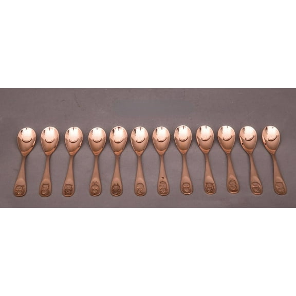 Wollet Pure Copper Thickened Copper Soup Spoon, Rice Spoon, Copper Tableware 12 Zodiac Spoons