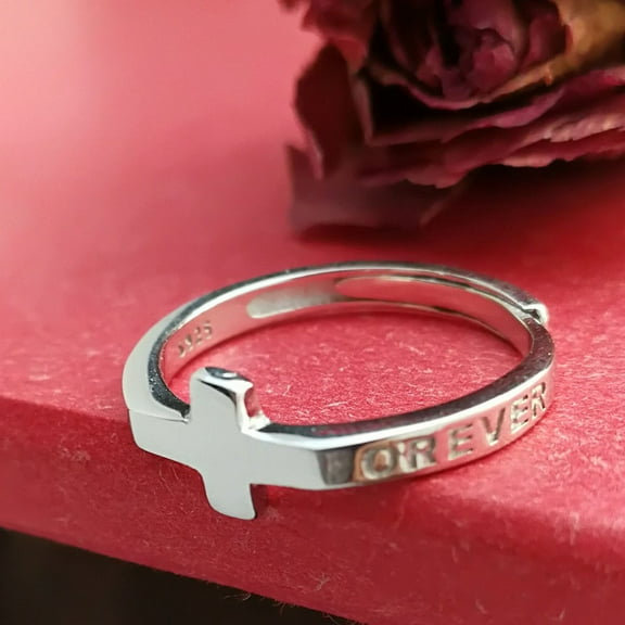 Wollet S925 Sterling Silver Cross Ring for Women