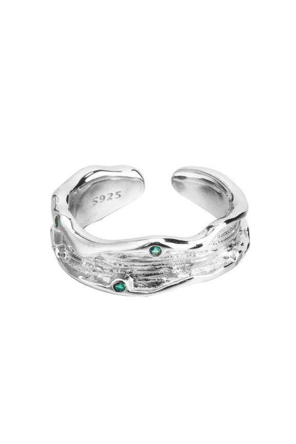 S925 Sterling Silver Ring Diamond Grained Ring for Women, Open Cuff Ring, Index Finger Ring