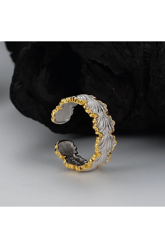 S925 Sterling Silver Ring for Women, Two Tone Index Finger Ring