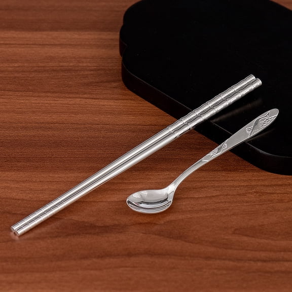Wollet Solid Sterling Silver Small Coffee Dessert Spoon Chopsticks, Silver Cutlery Set,Silver Tableware Wedding Birthday Gifts