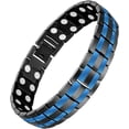 thumbnail image 1 of Wollet Stainless Steel Magnetic Bracelet for Men with Double Magnets Adjustable (Black & Blue), 1 of 6