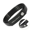 thumbnail image 1 of Wollet Stainless Steel Medical Alert Bracelet for Men, 8.2Inch, Black, Engraved Addison Disease, 1 of 8