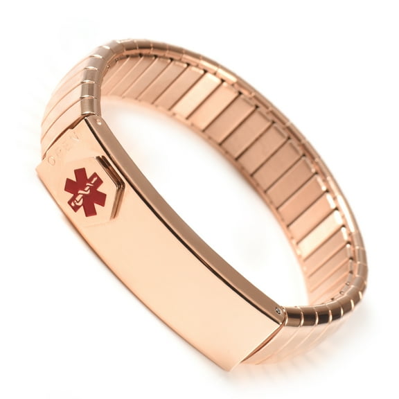 Wollet Stainless Steel Medical Alert Bracelet for Men WoMen, 7.5 Inch, Rose Gold
