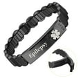thumbnail image 1 of Wollet Stretch Black Medical Alert Bracelet for Women or Men, Easy on Easy off, 7.5''Stainless Steel ID Bangle Personalized, Width:0.39'' , Epilepsy, 1 of 1