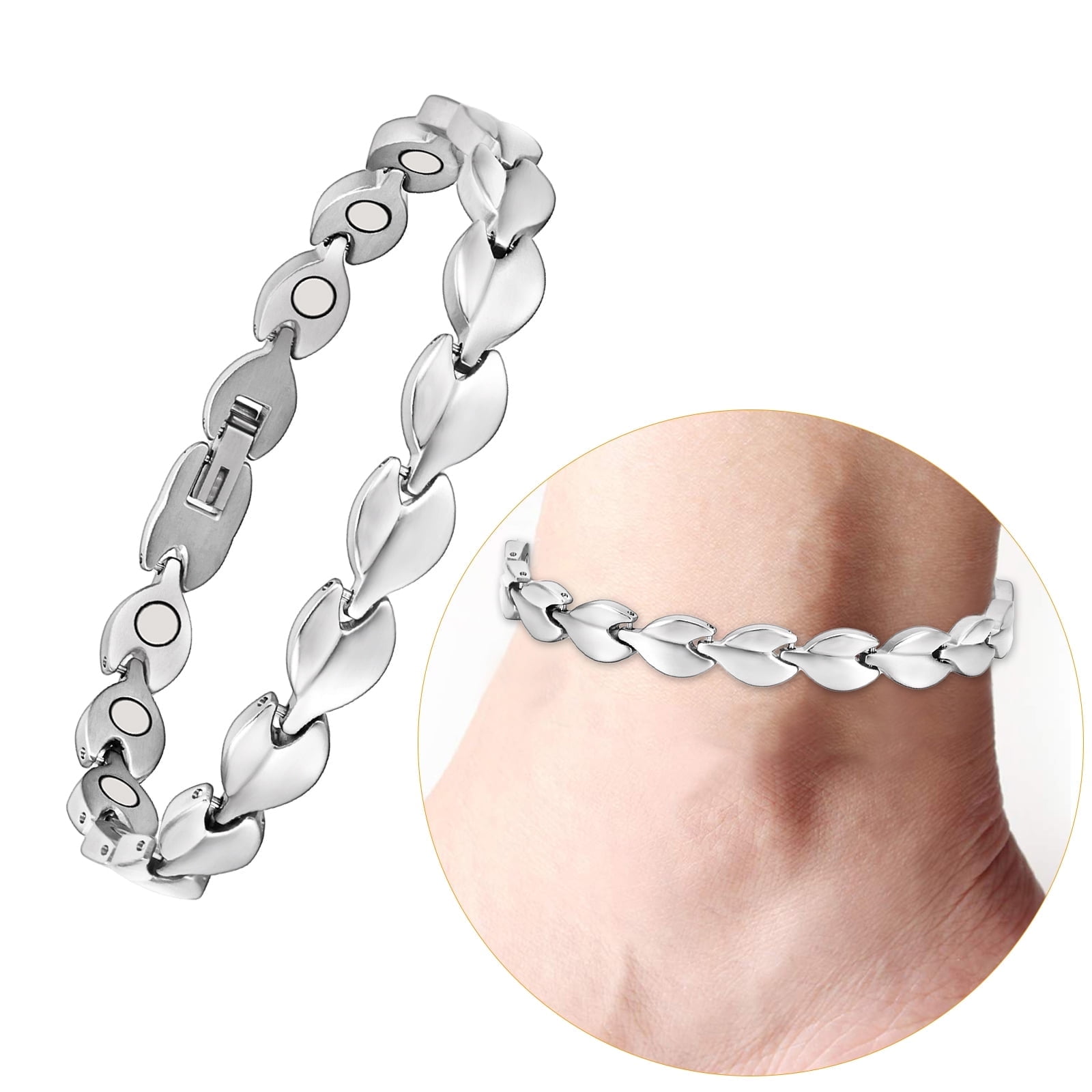 Wollet Adjustable Titanium Magnetic Anklet, Valentine's Day Gift