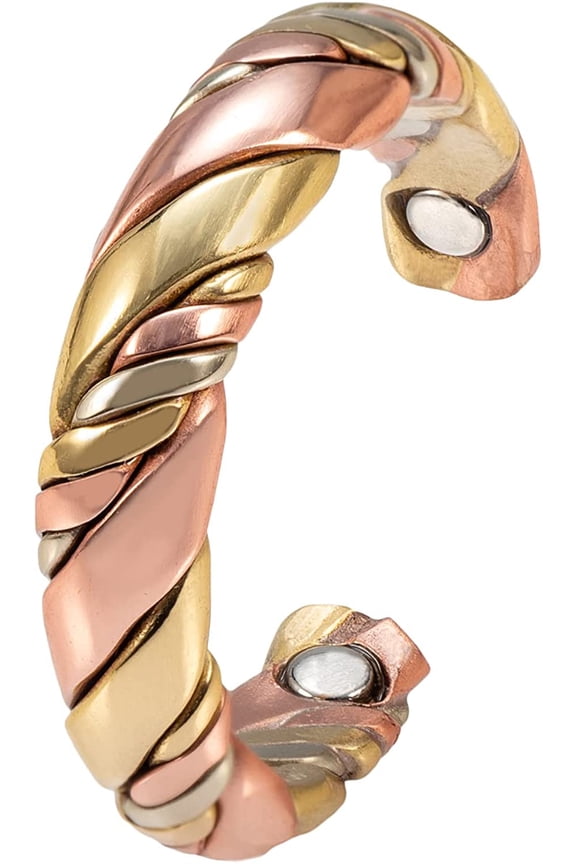 Tri Tone Braided Pure Copper Rings for Women,Magnetic Ring with 3 Colors,99.9% Solid Pure Copper Ring,Mother's Valentine's Day Gift for Ladies