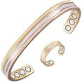 thumbnail image 1 of Wollet Tri Tone Pure Copper Magnetic Copper Bracelets Rings, Jewelry Gift Set for Women, Mom Wife, 1 of 7