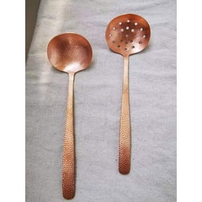 Wollet Uncoated Solid Copper Colander,22*6.7cm, 80g, Big Copper Spoon for Hot Pot,Serving Utensil