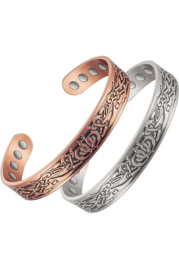 Vintage Magnetic Bracelet Bracelet, Copper, 2 Pieces, 6.69 inches