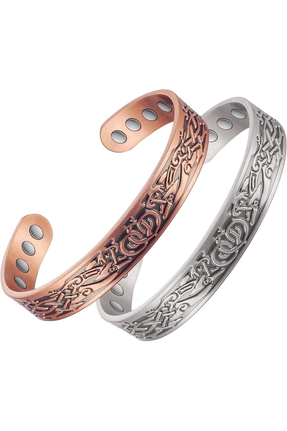 Vintage Magnetic Bracelet Bracelet, Copper, 2 Pieces, 6.69 inches