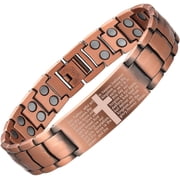 Wollet Cross Copper Magnetic Bracelets for Men, Christian Copper Jewelry Gift for Dad, Husband