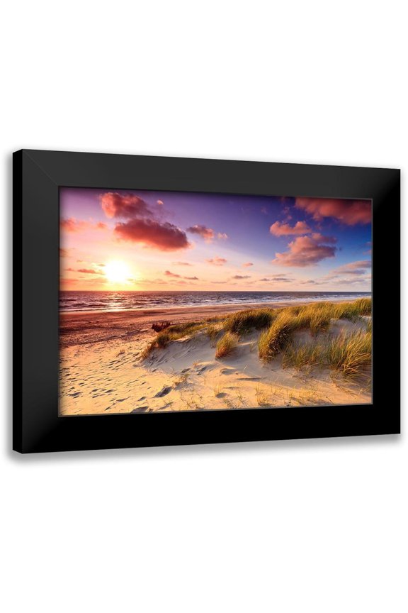 Wollinga 24x17 Black Modern Framed Museum Art Print Titled - Sand Dunes at Dusk