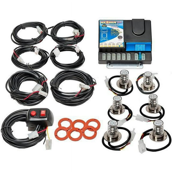 Wolo 8506-21-4C2A LED Light Kits 60 Watt Power Supply Gen 3 Led Six Head Kit, 4 Clear, 2 Amber